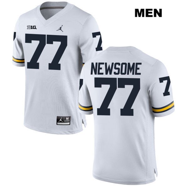 Men's NCAA Michigan Wolverines Grant Newsome #77 White Jordan Brand Authentic Stitched Football College Jersey AA25H87EE